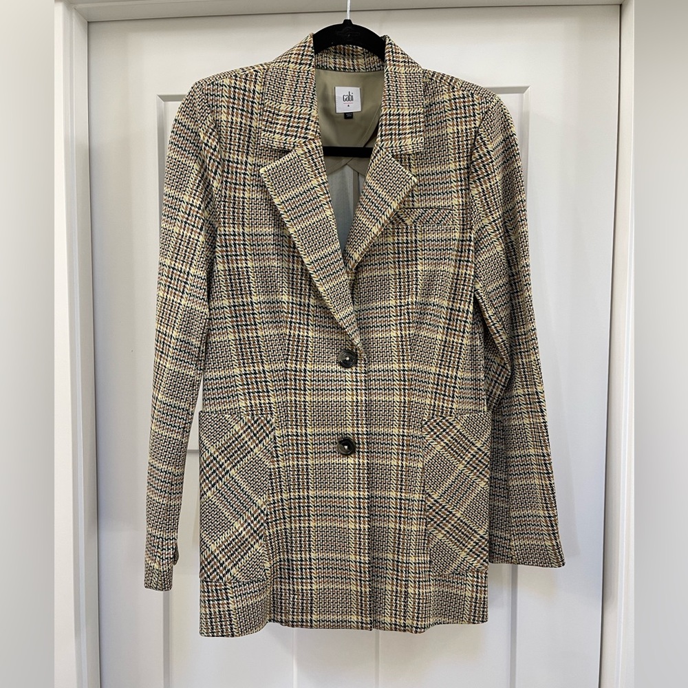 Cabi Modern Houndstooth Blazer, Rayon Stretch Blend, Neutral Coloring, Size 4